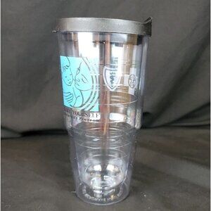 20 oz Clear Insulated Plastic Travel Tumbler W/ Black Lid, BPA Free